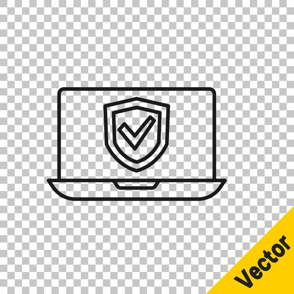 Black Line Insurance Online Symbol Isoliert Auf Transparentem Hintergrund Sicherheit — Stockvektor