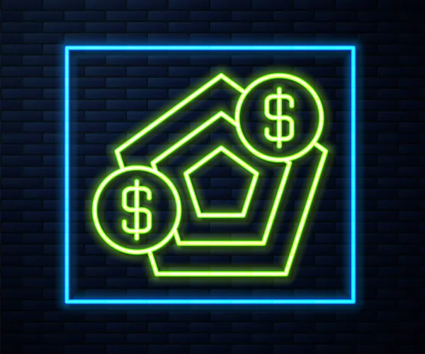 Świecące Neon Line Wzrost Finansowy Ikona Wzrostu Izolowane Tle Cegły — Wektor stockowy