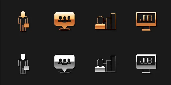 Set Businessman Project Team Base Productive Human Search Job Icon — Archivo Imágenes Vectoriales