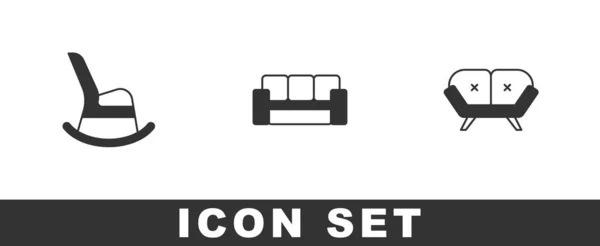 Set Rocking Chair Sofa Icon Vector — Vettoriale Stock