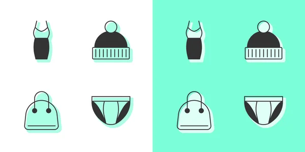 Set Sous Vêtements Pour Hommes Robe Femme Sac Main Bonnet — Image vectorielle