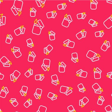 Çizgi Aydınlatma simgesi kırmızı arkaplanda izole edilmiş. Vektör