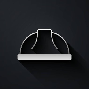 Silver Worker güvenlik başlığı simgesi siyah arka planda izole edildi. Uzun gölge tarzı. Vektör