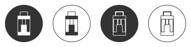 Siyah Vape mod aygıt simgesi beyaz arkaplanda izole edildi. Tüttürme aleti. Buharlaştırıcı Cihaz. Çember düğmesi. Vektör