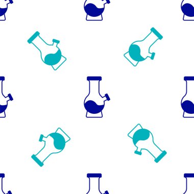 Esrar ya da kenevir ikonu içmek için mavi cam bong beyaz arka planda izole edilmiş pürüzsüz desen. Vektör