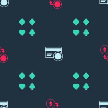 Kumarhane çiplerini parayla, kredi kartıyla ve iskambil destesiyle kusursuz bir şekilde değiş tokuş yapın. Vektör