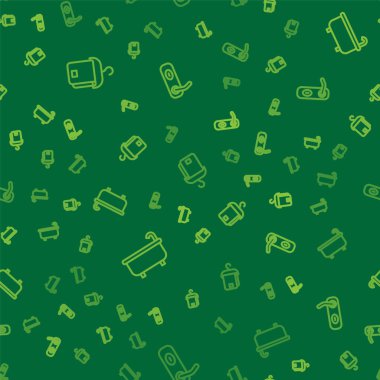 Havlu ipini askıya al, banyo küveti ve kapı kulpunu pürüzsüz desende tut. Vektör