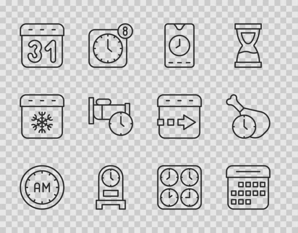 Impostare Linea Ora Del Mattino Calendario Sveglia App Mobile Antiquariato — Vettoriale Stock