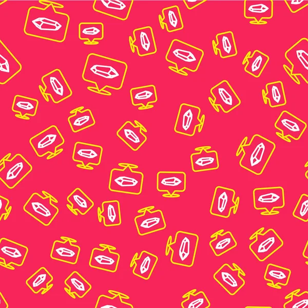 Çizgi Sihirli Taş simgesi kırmızı arkaplanda izole edilmiş pürüzsüz desen. Fantezi kristali. Maç için mücevher. Vektör