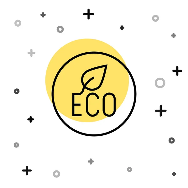 Zwarte Lijn Leaf Eco Symbool Pictogram Geïsoleerd Witte Achtergrond Banner — Stockvector