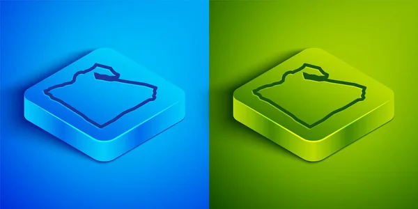 Isometric Line Map Egypt Icon Isolated Blue Green Background Square — Image vectorielle