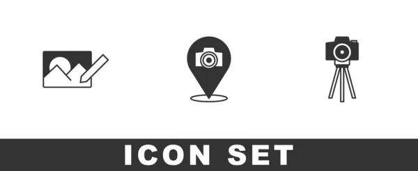 Set Photo Retouching Camera Icon Vector — ストックベクタ