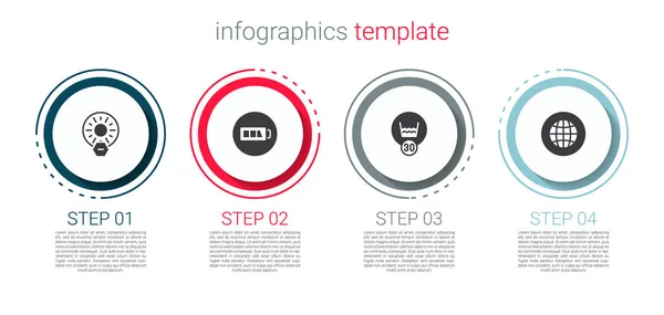 Set Direct Sunlight Battery Temperature Wash Social Network Business Infographic — Image vectorielle