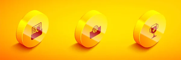 Set Isometric Water Polo Award Cup Icon Vector — Archivo Imágenes Vectoriales