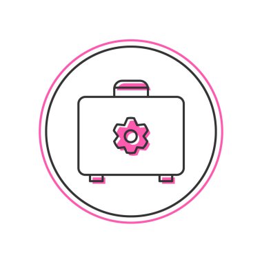 Doldurulmuş dış hat araç kutusu simgesi beyaz arkaplanda izole edildi. Alet kutusu tabelası. Vektör.