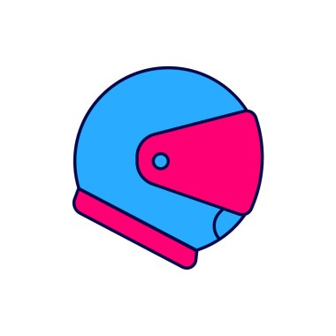 Doldurulmuş Helmet simgesi beyaz arkaplanda izole edildi. Olağanüstü bir spor. Spor malzemeleri. Vektör.