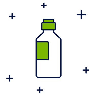 Beyaz arka planda izole edilmiş bir şişe dolusu su ikonu. Soda su içme tabelası. Vektör.