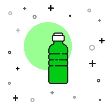 Beyaz arka planda izole edilmiş bir şişe dolusu su ikonu. Soda su içme tabelası. Vektör.