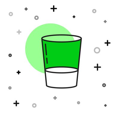 Beyaz arkaplanda izole edilmiş su ikonu ile doldurulmuş cam. Soda bardağı. Vektör.