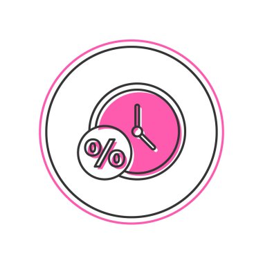 Doldurulmuş saat ve beyaz arkaplanda izole edilmiş yüzde ikon. Vektör.