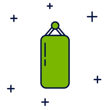 Beyaz arkaplanda izole edilmiş ana hatlı kum torbası simgesi. Vektör.