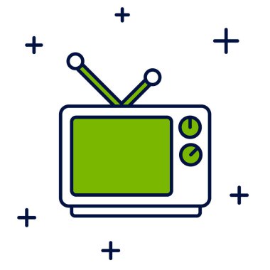 Doldurulmuş Retro TV simgesi beyaz arkaplanda izole edildi. Televizyon tabelası. Vektör.