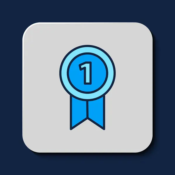 Filled Outline Medal Icon Isolated Blue Background Winner Achievement Sign — ストックベクタ