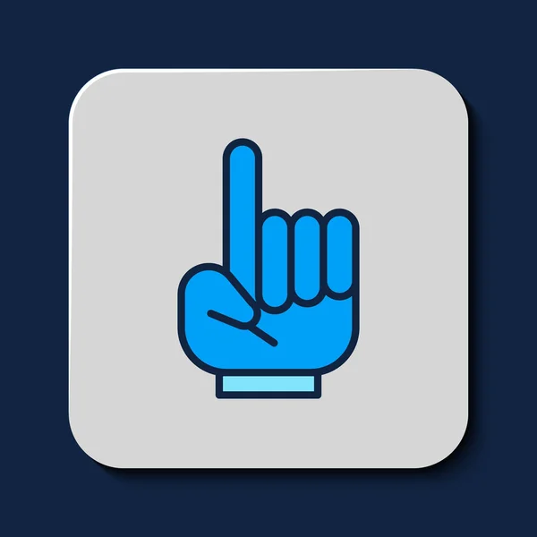 Filled Outline Number One Fan Hand Glove Finger Raised Icon — Stock Vector