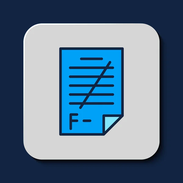 Filled Outline Exam Paper Incorrect Answers Survey Icon Isolated Blue — Stock vektor