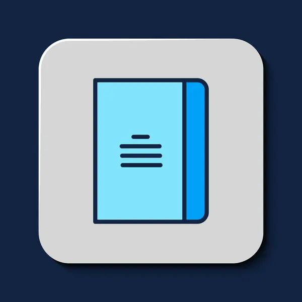 Filled Outline Notebook Icon Isolated Blue Background Spiral Notepad Icon — Stock vektor