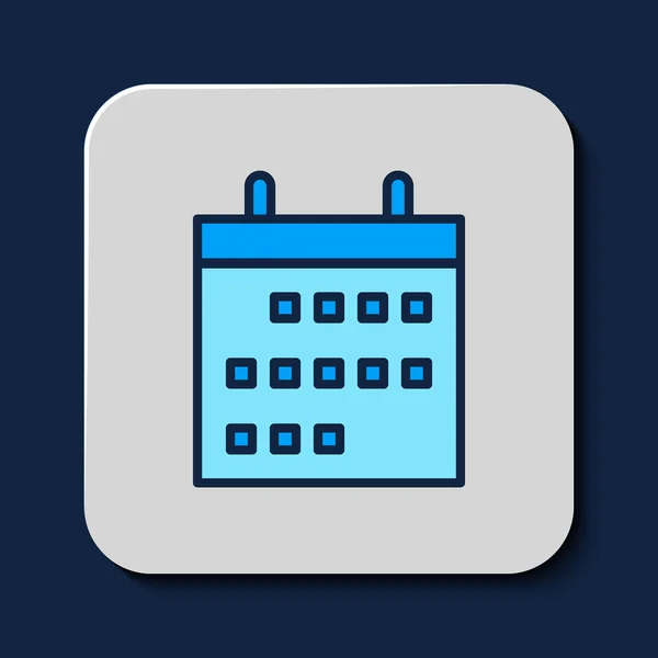 Esquema Rellenado Icono Calendario Aislado Sobre Fondo Azul Evento Símbolo — Vector de stock