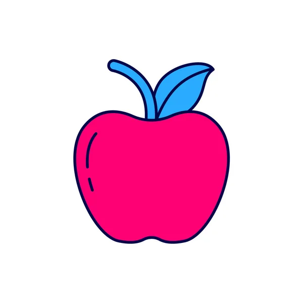 Filled Outline Apple Icon Isolated White Background Fruit Leaf Symbol — Stockvector