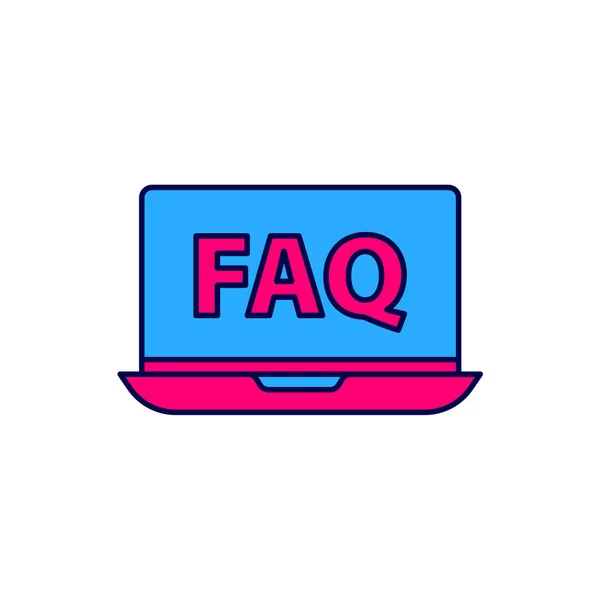 Filled Outline Laptop Faq Icon Isolated White Background Adjusting Service — Stockový vektor