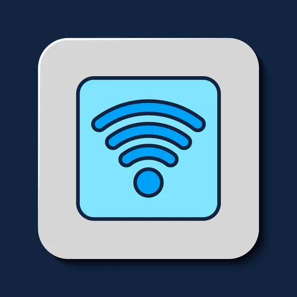 Filled Outline Wireless Internet Network Symbol Icon Isolated Blue Background — Stock vektor