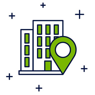 Beyaz arkaplanda izole edilmiş ev simgesiyle doldurulmuş harita göstergesi. Ev konumu belirleyici sembol. Vektör.