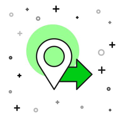 Doldurulmuş Harita iğne simgesi beyaz arkaplanda izole edildi. Navigasyon, işaret, konum, harita, GPS, yön, yer, pusula, arama konsepti. Vektör.