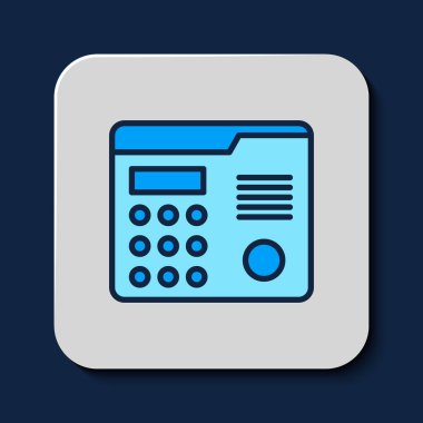 Ev içi iletişim sistemi simgesi mavi arkaplanda izole edildi. Vektör.