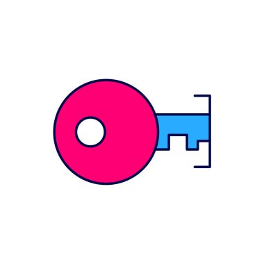 Doldurulmuş anahtar simgesi beyaz arkaplanda izole edildi. Vektör.