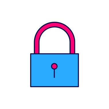 Doldurulmuş ana hat Kilit simgesi beyaz arkaplanda izole edildi. Asma kilit işareti. Güvenlik, güvenlik, koruma, gizlilik kavramı. Vektör.