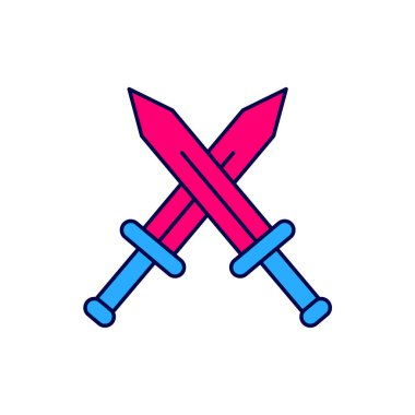 Doldurulmuş orta çağ kılıç simgesi beyaz arka planda izole edilmiş. Ortaçağ silahı. Vektör.