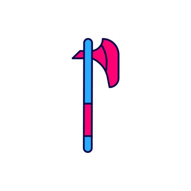 Doldurulmuş orta çağ balta simgesi beyaz arkaplanda izole edildi. Savaş baltası, cellat baltası. Ortaçağ silahı. Vektör.