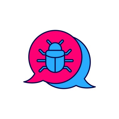 Doldurulmuş ana hatlar sistemi hata konsepti simgesi beyaz arkaplanda izole edildi. Kod hatası konsepti. Sistemde hata var. Böcek araması. Vektör.