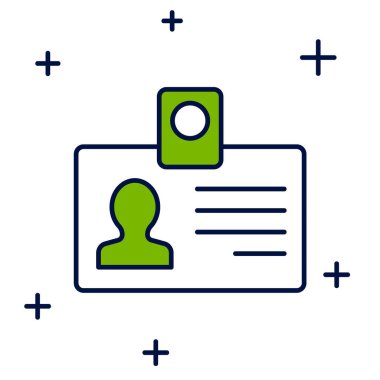 Doldurulmuş kimlik tanımlama simgesi beyaz arkaplanda izole edildi. Sunum için, şirketin kimliği için, reklam için kullanılabilir. Vektör.