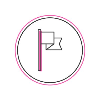 Doldurulmuş ana hatlı bayrak simgesi beyaz arkaplanda izole edildi. Yer belirleyici sembol. Vektör.