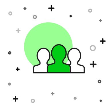 Doldurulmuş Kullanıcı grubu simgesi beyaz arkaplanda izole edildi. Bir grup insan ikonu. İş simgesi - kullanıcı profili simgesi. Vektör.