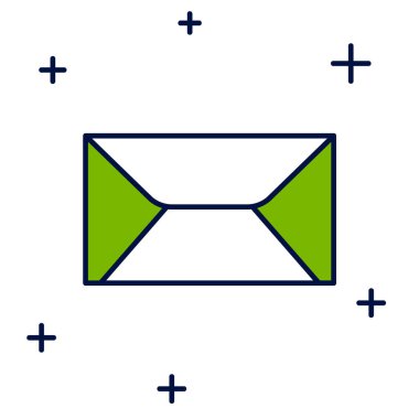 Doldurulmuş Zarf simgesi beyaz arkaplanda izole edildi. E- posta mektup sembolü. Vektör.