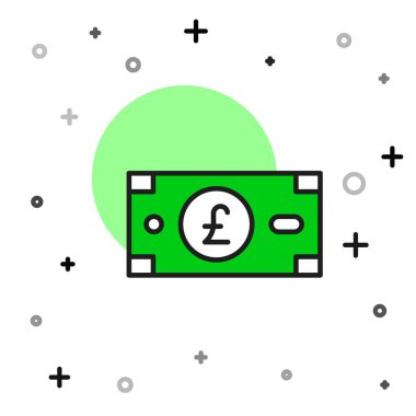 Doldurulmuş Sterlin para simgesi beyaz arka planda izole edilmiş. Pound GBP para birimi sembolü. Vektör.