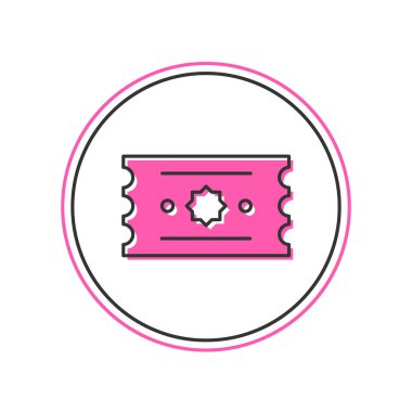 Doldurulmuş Bilet simgesi beyaz arkaplanda izole edildi. Eğlence parkı. Vektör.