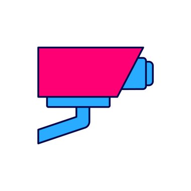 Beyaz arkaplanda izole edilmiş ana hatlı güvenlik kamerası simgesi. Vektör.