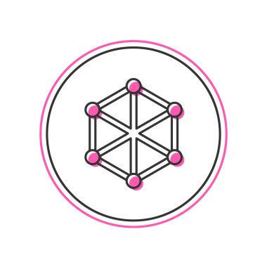 Doldurulmuş ana hat engelleme teknolojisi simgesi beyaz arkaplanda izole edildi. Kripto para birimi verileri. Soyut geometrik blok zincir ağ teknolojisi işi. Vektör.